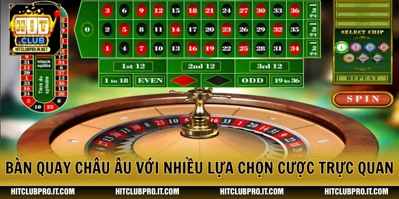 Bàn quay châu Âu với nhiều lựa chọn cược trực quan