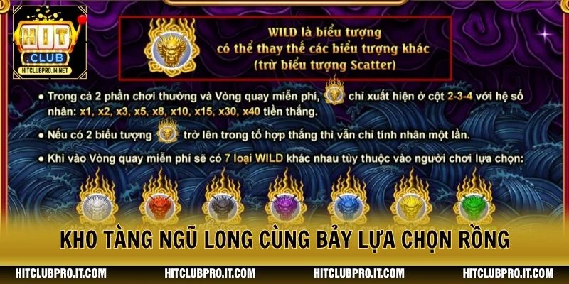 Kho Tàng Ngũ Long HitClub: Cơ Chế, Cách Chơi Và Jackpot 3 Kho Tàng Ngũ Long cùng bảy lựa chọn rồng